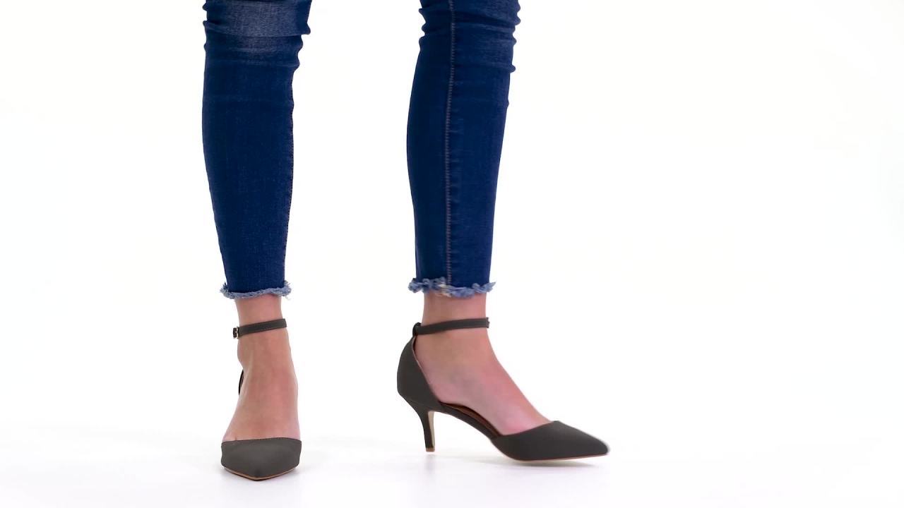 thumbnail video image 2 of Womens Ankle Strap Faux Suede Pumps, 2 of 3