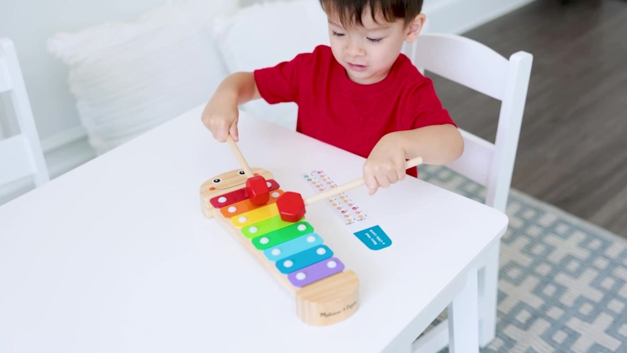 thumbnail video image 2 of Melissa & Doug Caterpillar Xylophone Musical Toy With Wooden Mallets 15.25" x 6.5" x 1.5, 2 of 10