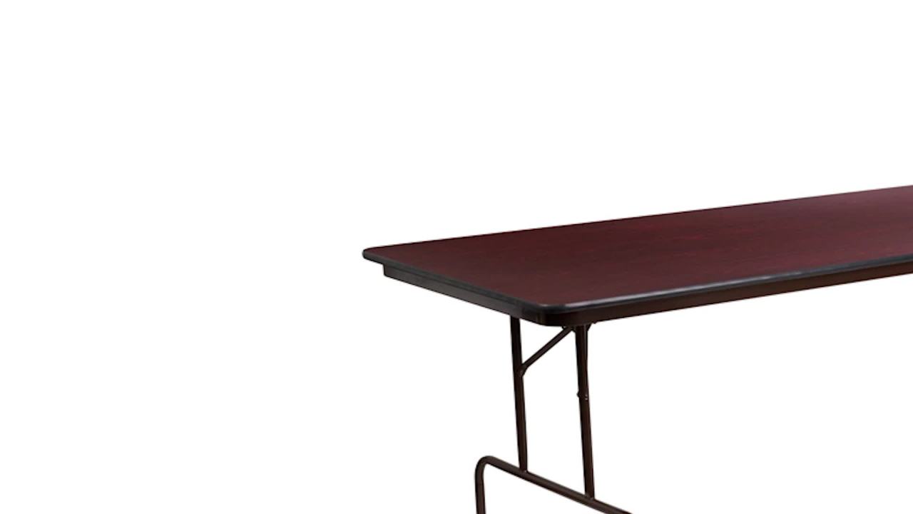 thumbnail video image 2 of Flash Furniture 8-Foot Mahogany Melamine Laminate Folding Banquet Table, 2 of 3