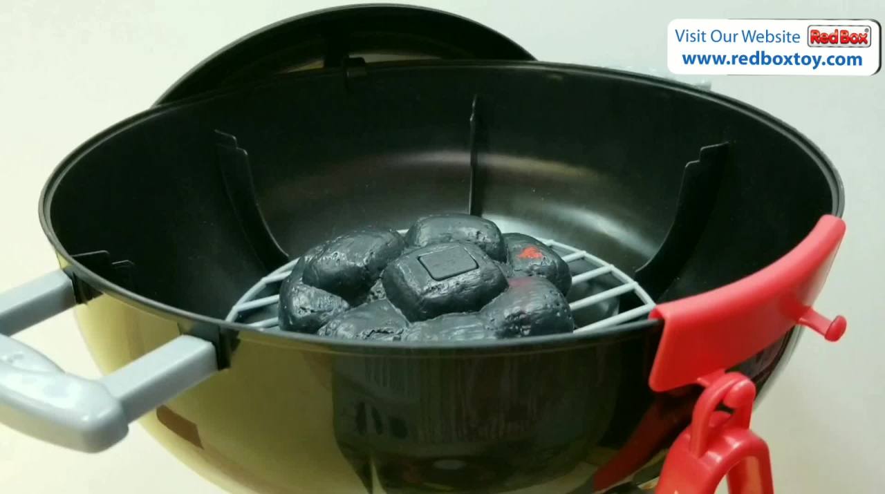 thumbnail video image 2 of Red Box Pretend Play Light & Sound Toy Barbeque Grill Set, 2 of 7