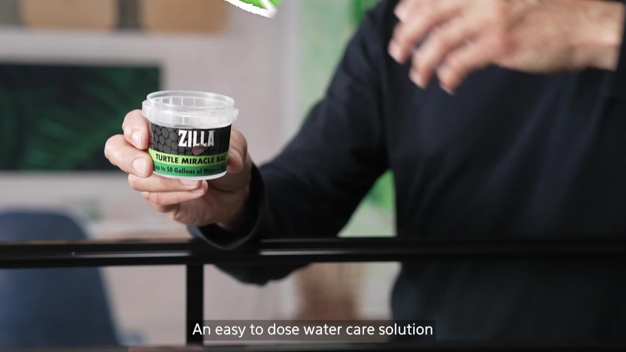 thumbnail video image 2 of Zilla Turtle Miracle Ball, Aquarium Water Conditioner, Up to 50 Gallons, 2 of 12