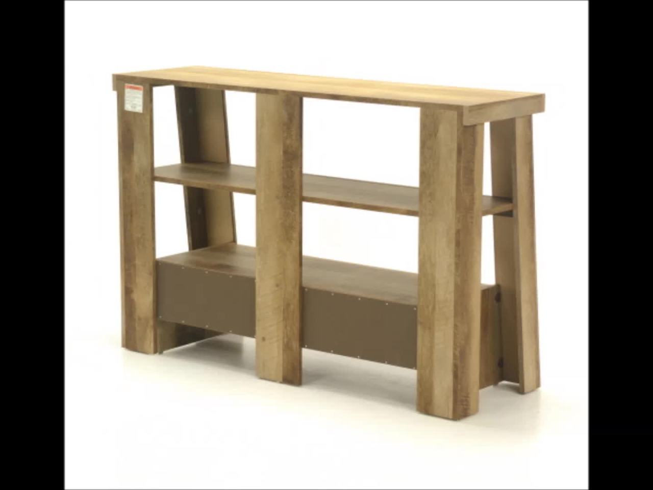 thumbnail video image 2 of Sauder Boone Mountain TV Stand, for TVs up to 47", Craftsman Oak Finish, 2 of 8