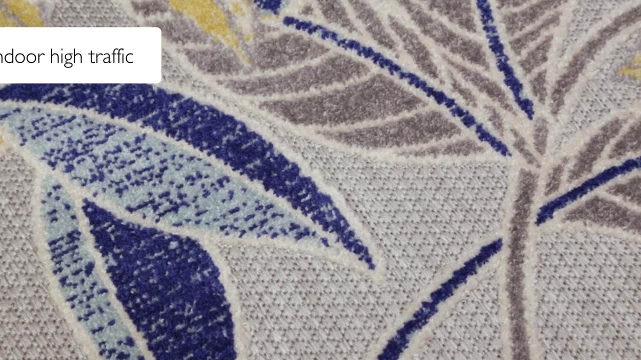 thumbnail video image 7 of Leick Home Laurus Gray and Ivory 3' x 5' Rectangle Quatrefoil Indoor/Outdoor Area Rug, 7 of 7