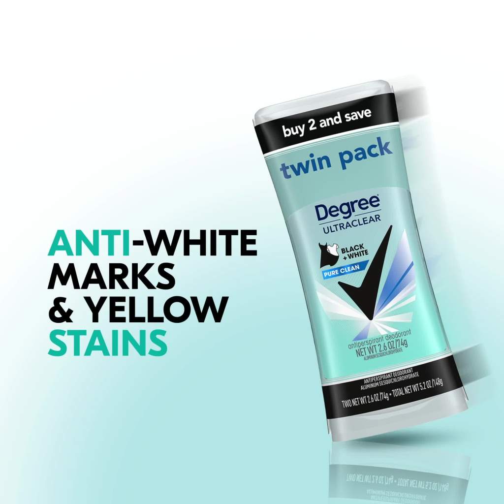 thumbnail video image 3 of Degree Ultra Clear Long Lasting Women's Antiperspirant Deodorant Stick Twin Pack, Pure Clean, 2.6 oz, 3 of 12