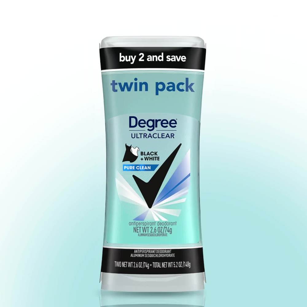 Degree Ultra Clear Long Lasting Women's Antiperspirant Deodorant Stick Twin Pack, Pure Clean, 2.6 oz - image 2 of 11