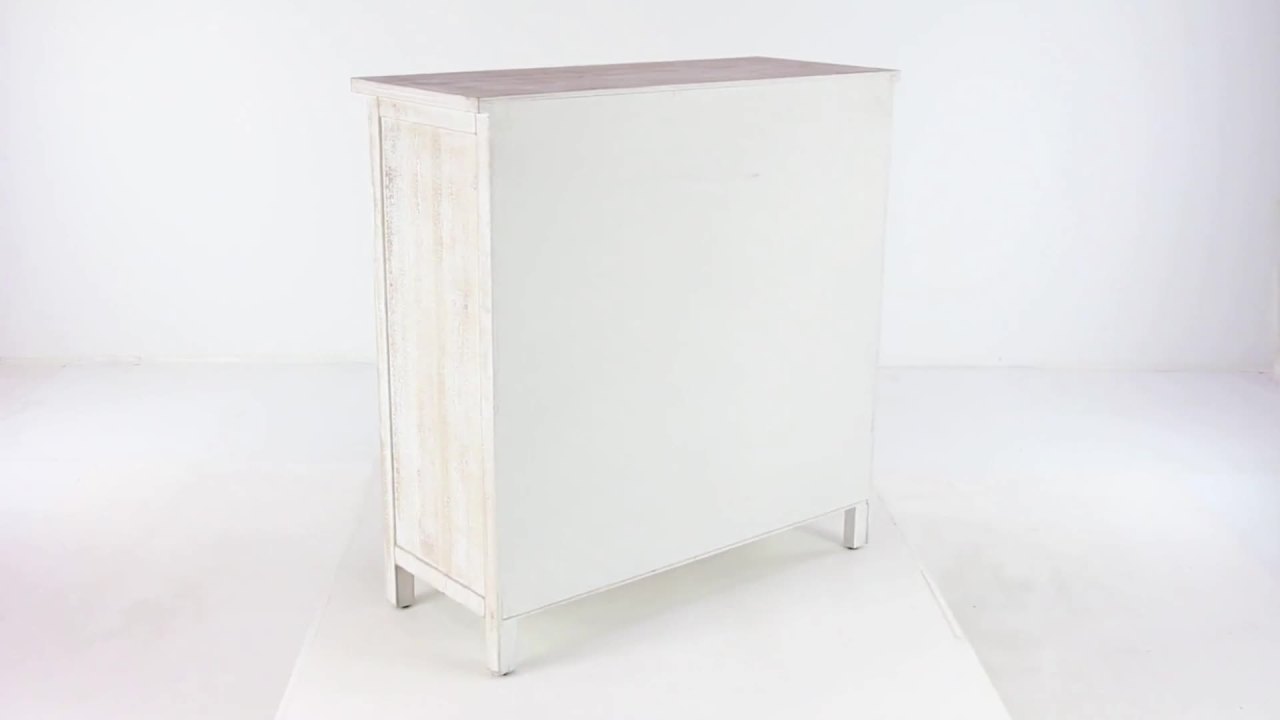 thumbnail video image 2 of DecMode 39" x 39" Beige Wood Intricately Carved 1 Shelf and 2 Door Floral Cabinet, 1-Piece, 2 of 18
