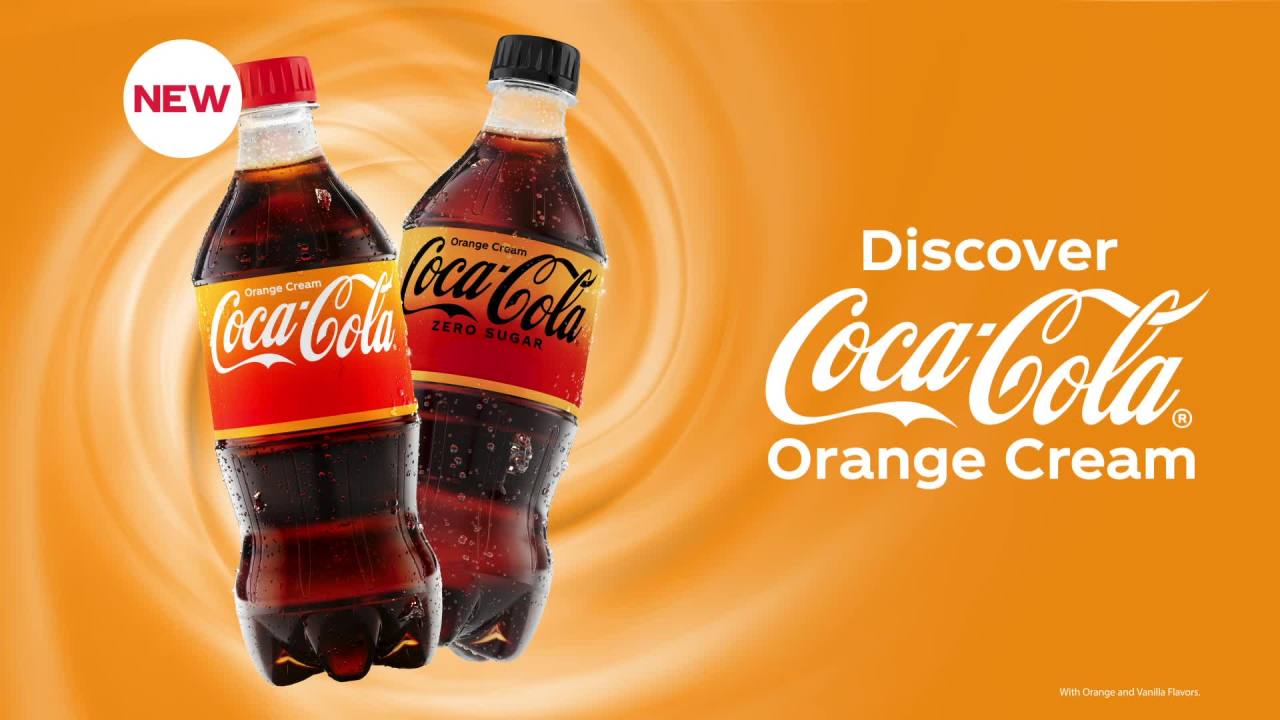 thumbnail video image 2 of Coca-Cola Orange Cream Soda, 20 oz. bottle, 2 of 14