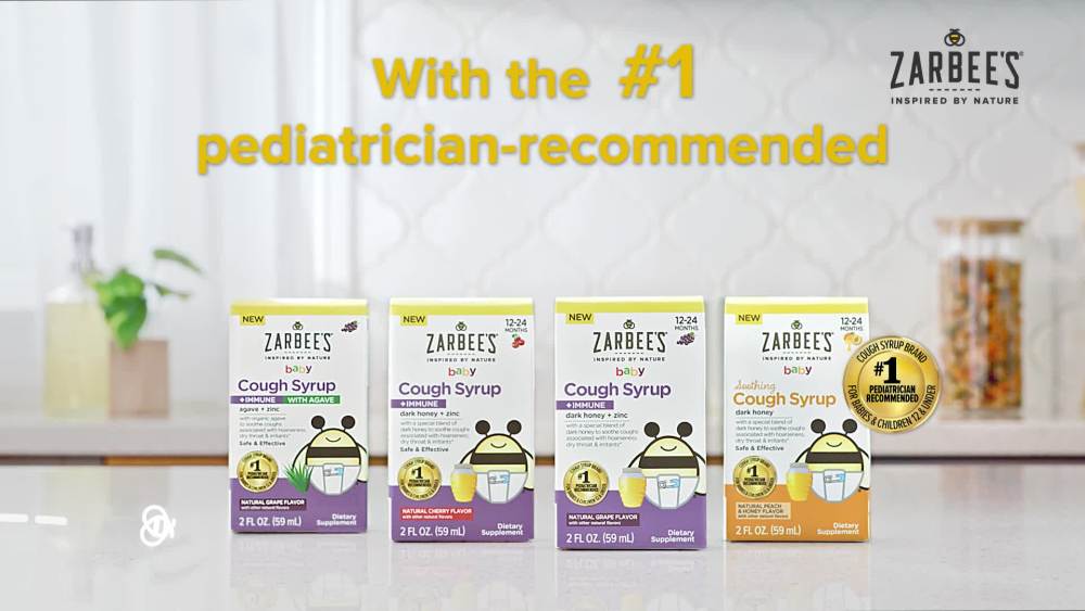 Zarbee's Baby Cough Syrup + Immune with Agave & Zinc, Grape Flavor, 2