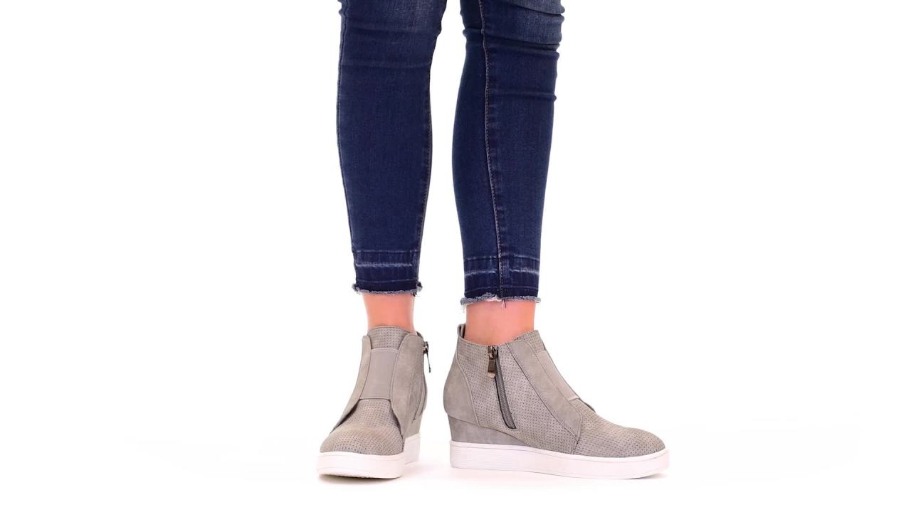 thumbnail video image 2 of Journee Womens Clara Round Toe Inside Zip Wedge Sneakers, Widths Available, 2 of 10