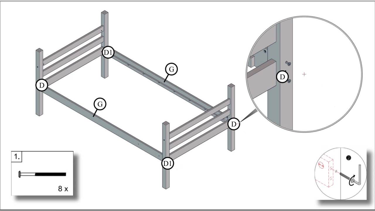 thumbnail video image 2 of Campbell Wood Twin over Twin Convertible Bunk Bed, Light Pink, 2 of 14