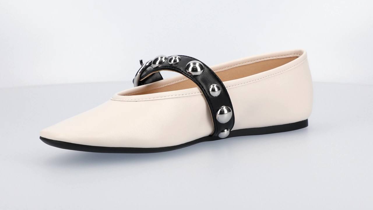 thumbnail video image 2 of Journee Womens Naveah Studded Pointed Toe Casual Comfort Ballet Flats, 2 of 9