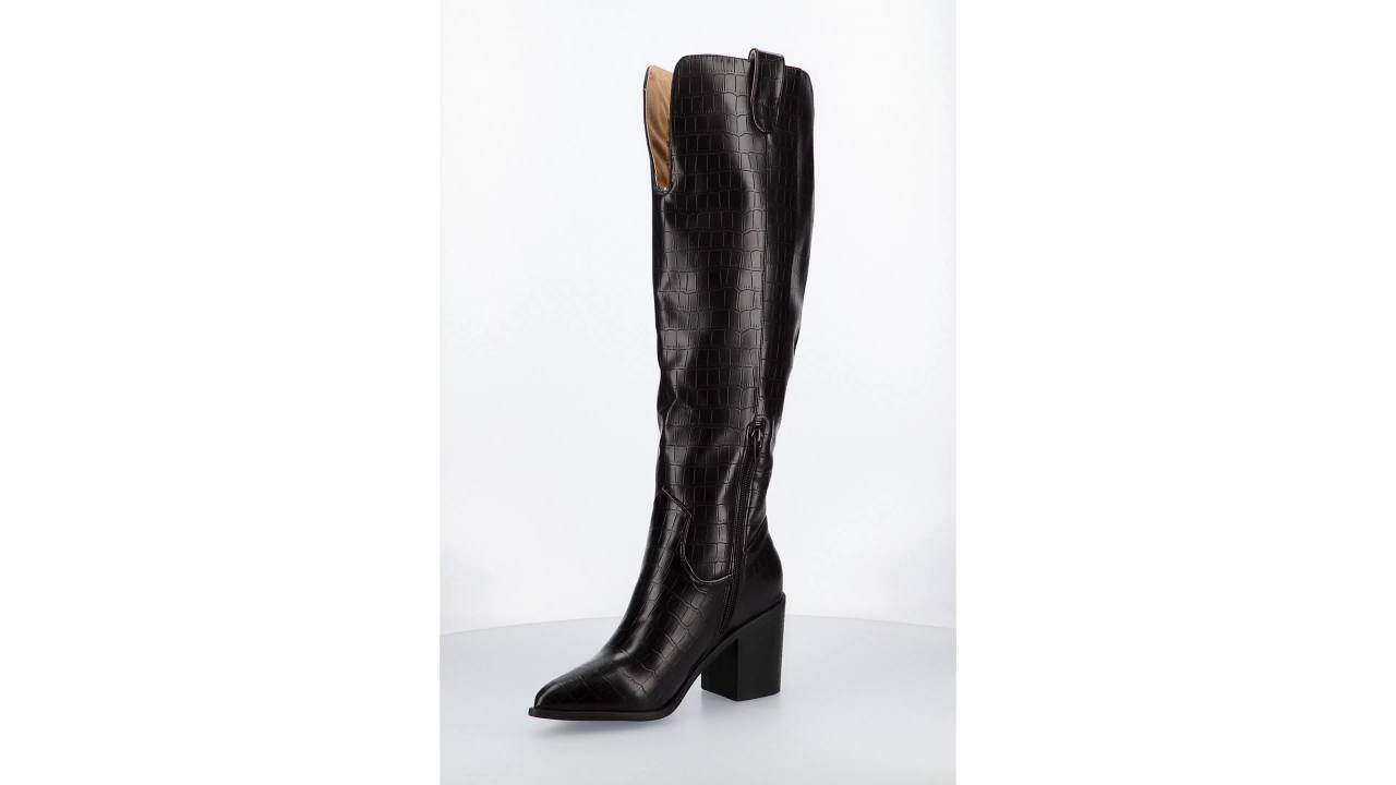 thumbnail video image 2 of Journee Womens Therese Stacked Heel Knee High Boots, 2 of 9