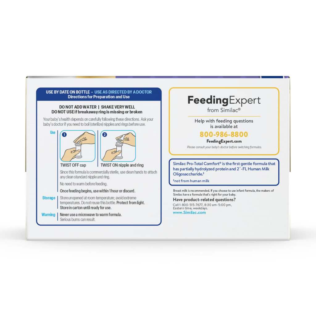thumbnail video image 2 of Similac Pro-Total Comfort Ready-to-Feed Baby Formula, 2-fl-oz Bottle, Pack of 8, 2 of 22