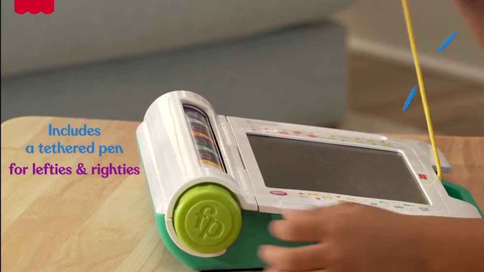 thumbnail video image 3 of Fisher-Price Learn & Doodle Desk, Mess-Free Writing & Drawing Tablet with LCD Screen for Children, 3 of 8