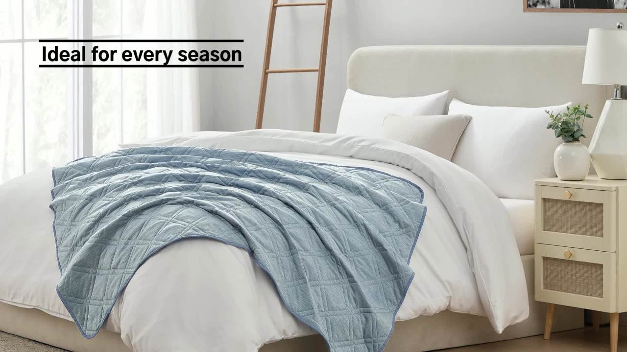 thumbnail video image 2 of Brookstone Cooling Throw Gray, Solid Print, Nylon Polyethylene, Knit, 1 Piece, Standard Size, 2 of 12