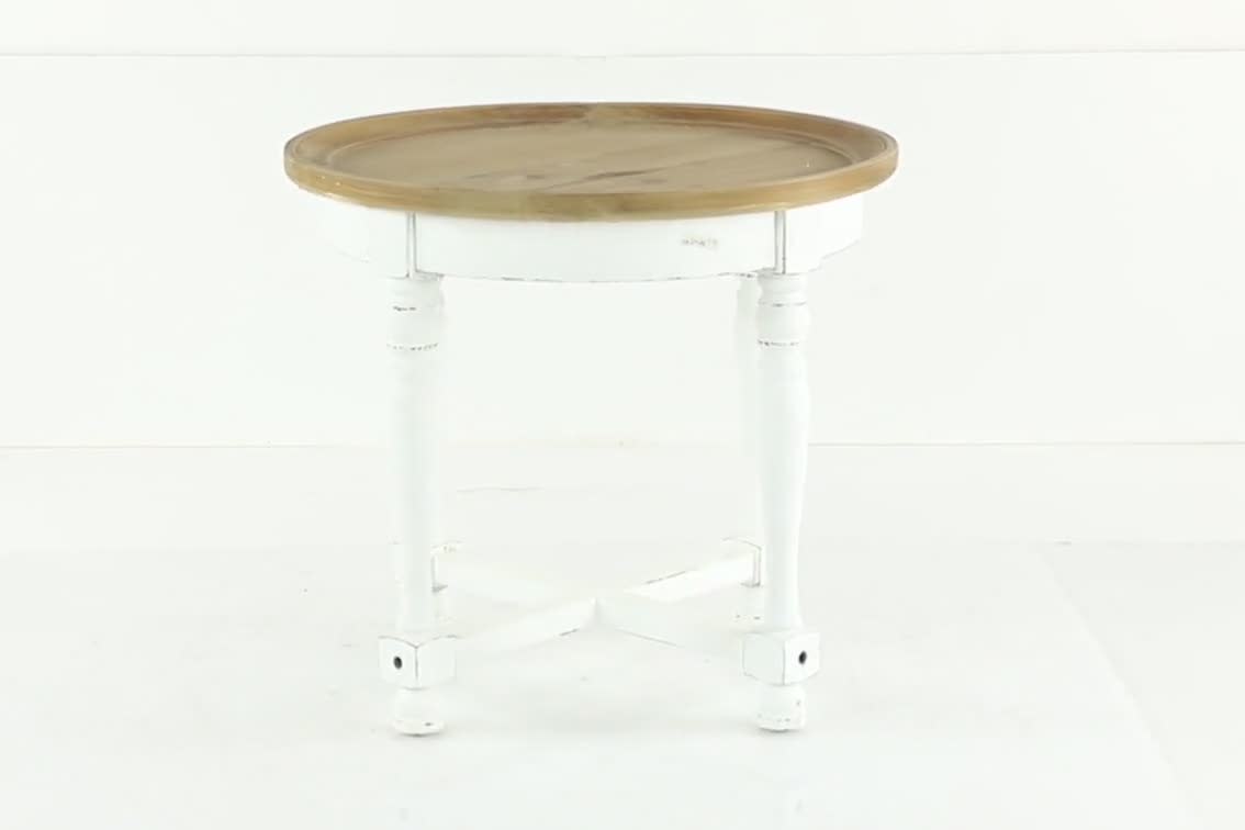 thumbnail video image 2 of DecMode 24" x 22" White Wood Accent Table with Brown Wood Top, 1-Piece, 2 of 8