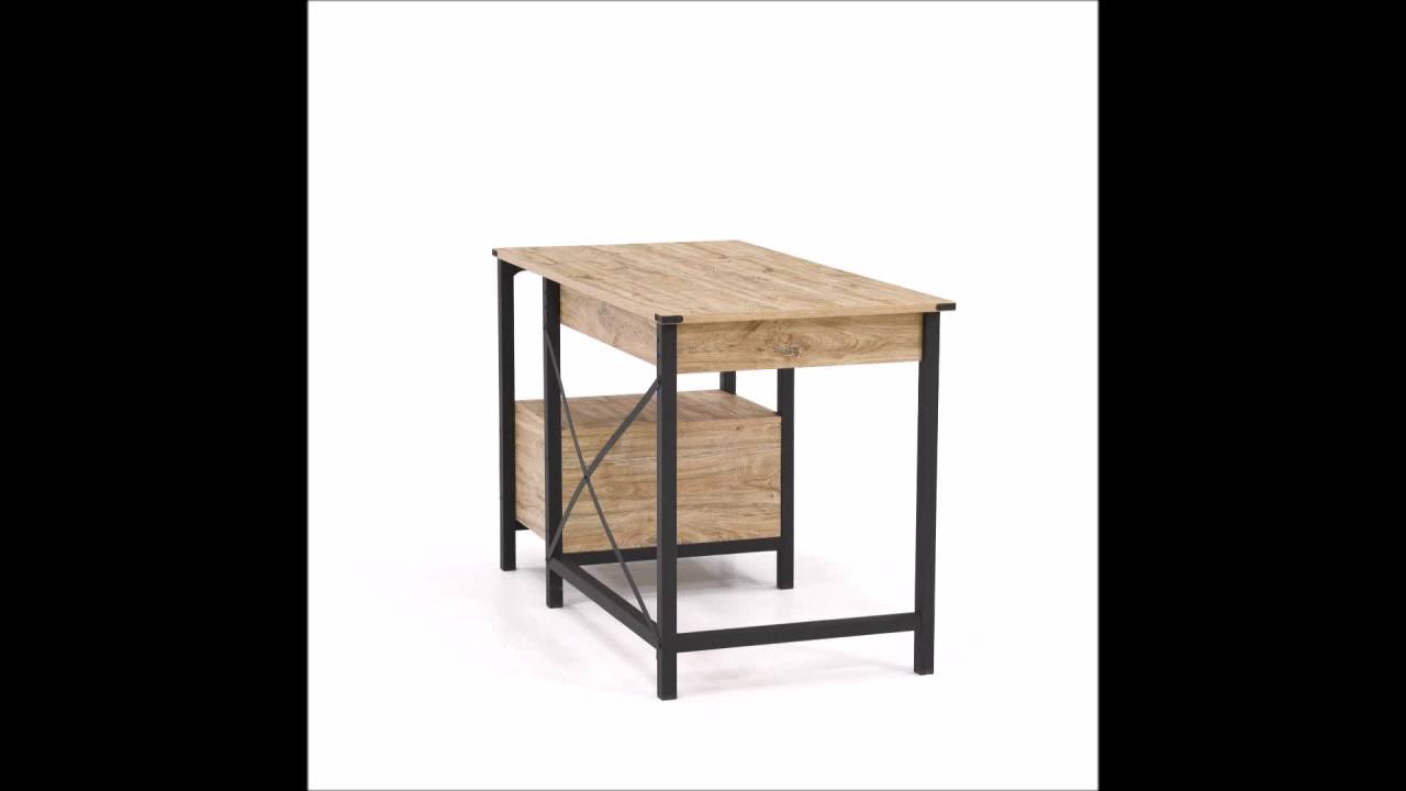 thumbnail video image 2 of Sauder Steel River Desk, Milled Mesquite Finish, 2 of 12