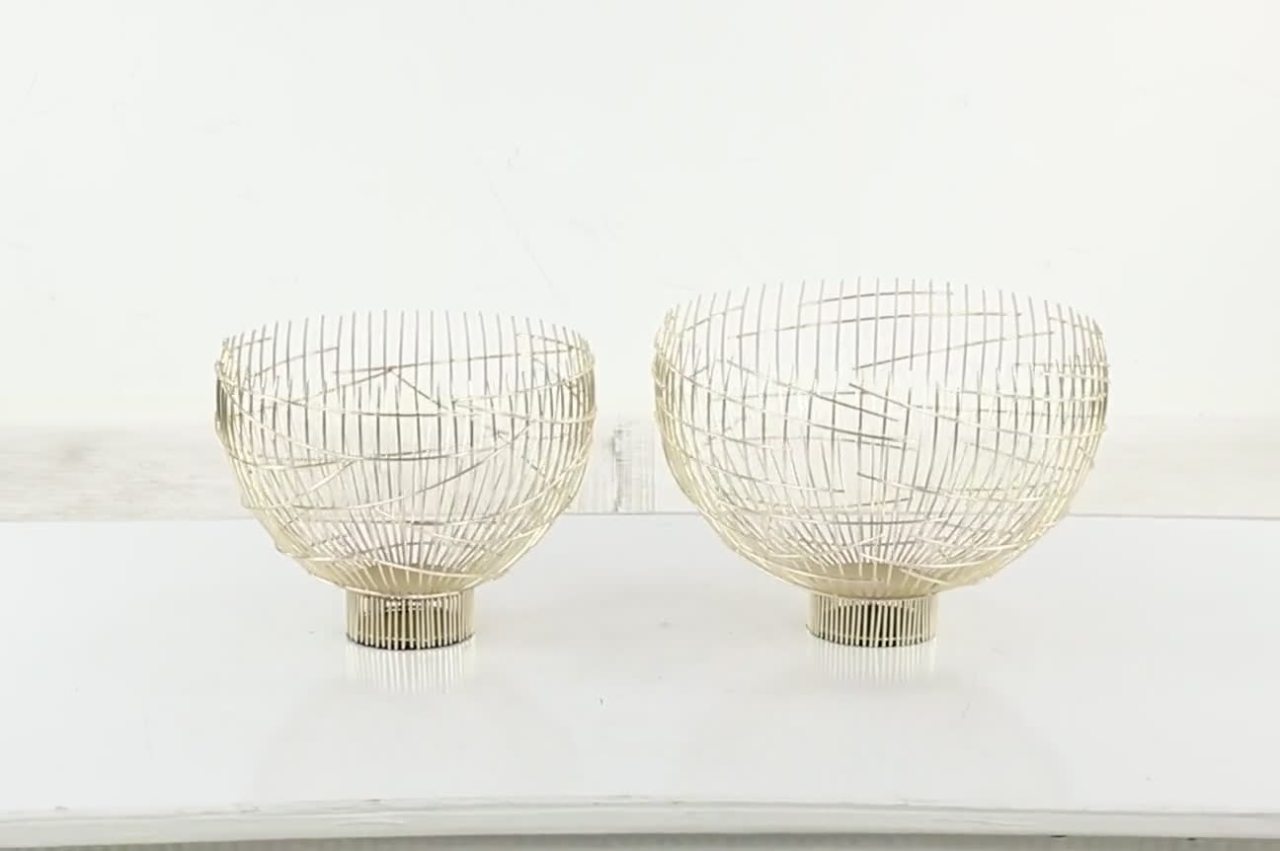 thumbnail video image 2 of Venus Williams Collection S/2 15", 14"H Contemporary Metal Decorative Bowls, Gold, 2 - Pieces, 2 of 7