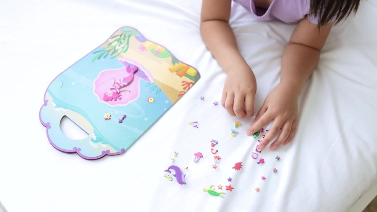 thumbnail video image 2 of Melissa & Doug Puffy Sticker Activity Book: Mermaids, 2 of 9