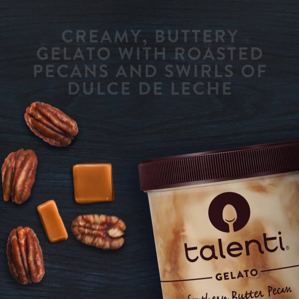 thumbnail video image 2 of Talenti Gelato Southern Butter Pecan Kosher Milk Gluten-Free, 1 Pint, 2 of 11