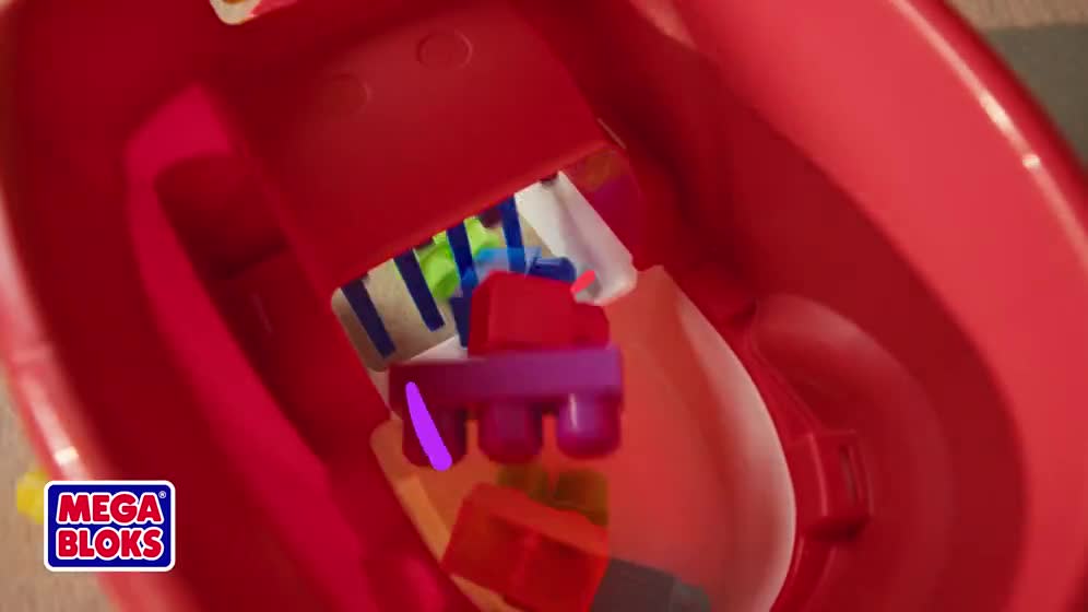 thumbnail video image 2 of MEGA BLOKS First Builders Block Scooping Wagon with Storage (20 Pieces) for Toddlers, 2 of 7