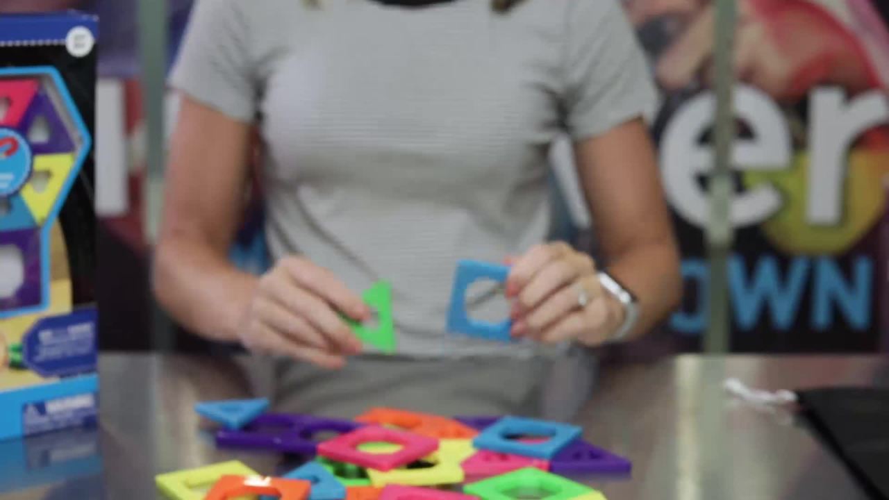 thumbnail video image 2 of Discovery Kids Magnetic Tiles Set, with 12 Triangles And 12 Squares, 24-pieces, 2 of 8
