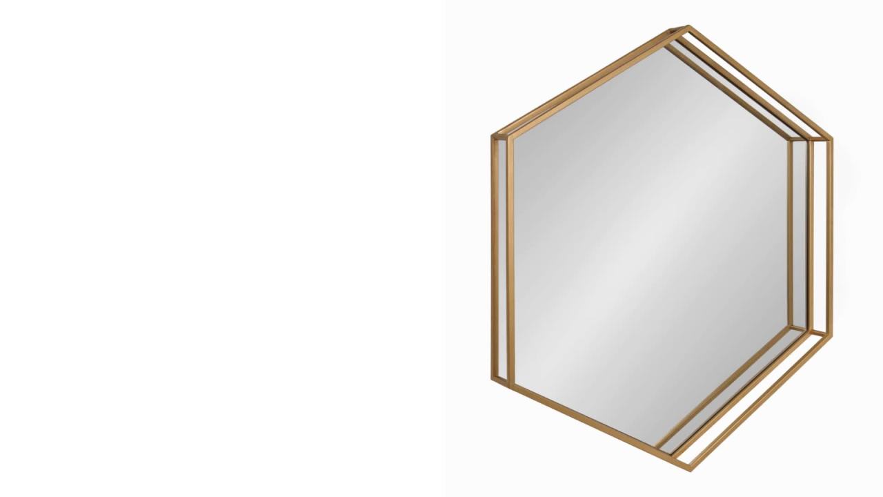 thumbnail video image 2 of Kate And Laurel Felicia Modern Hexagon Mirror, 30" x 30", Black, Geometric Accent Mirror For Wall, 2 of 8