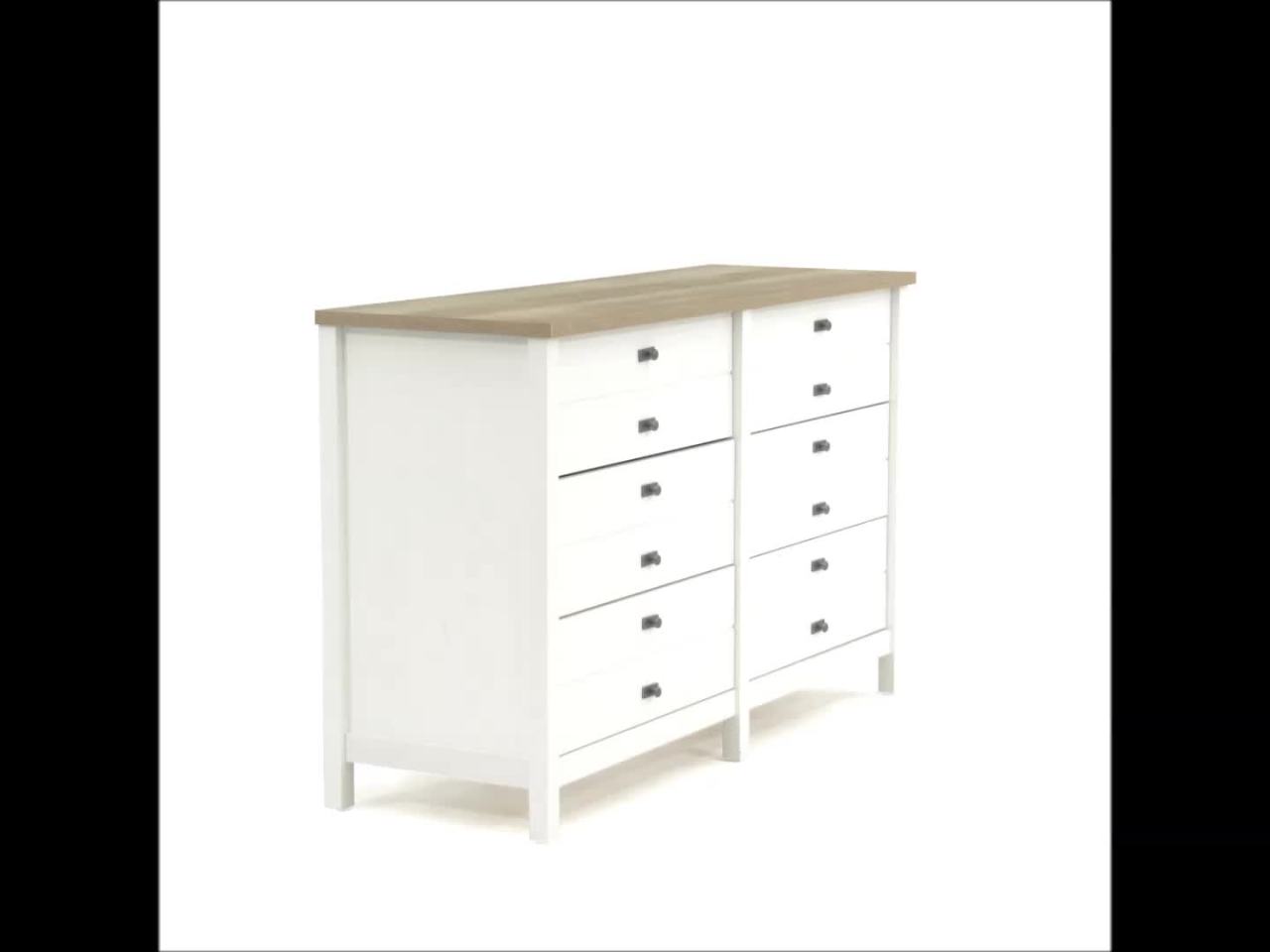 thumbnail video image 2 of Sauder Cottage Road Engineered Wood 6 Drawer Dresser in Soft White Finish, 2 of 14