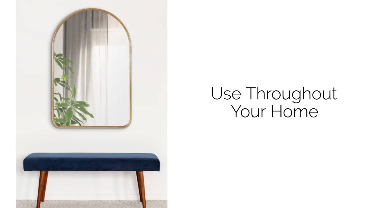 thumbnail video image 2 of Kate and Laurel Caskill Midcentury Arched Wall Mirror, 18 x 24, Black, Decorative Modern Mirror for Wall Display, 2 of 8