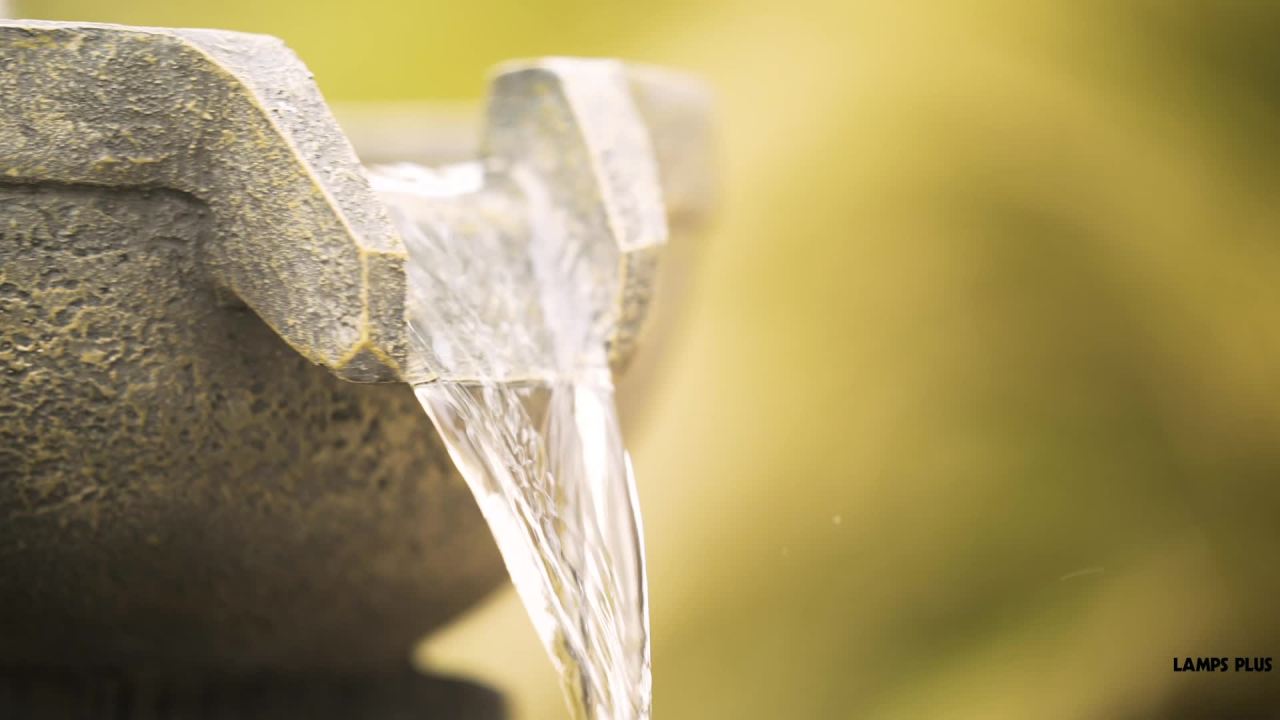 thumbnail video image 2 of Four Tier 40 1/2" High Large Rustic Indoor Outdoor Decor Faux Stone Floor Fountain with Light LED Cascading, 2 of 10