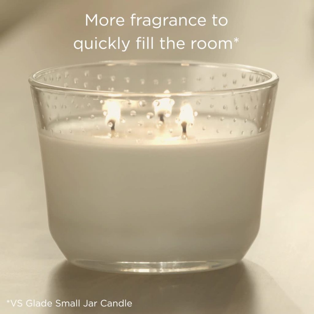 thumbnail video image 2 of Glade Scented Candle Jar, 3-Wick Candle, Cotton Cloud Dream Scent, Infused with Essential Oils, Spring Limited Edition Fragrance, Positive Vibes Collection, 1 Candle, 6.8 Oz, 2 of 17