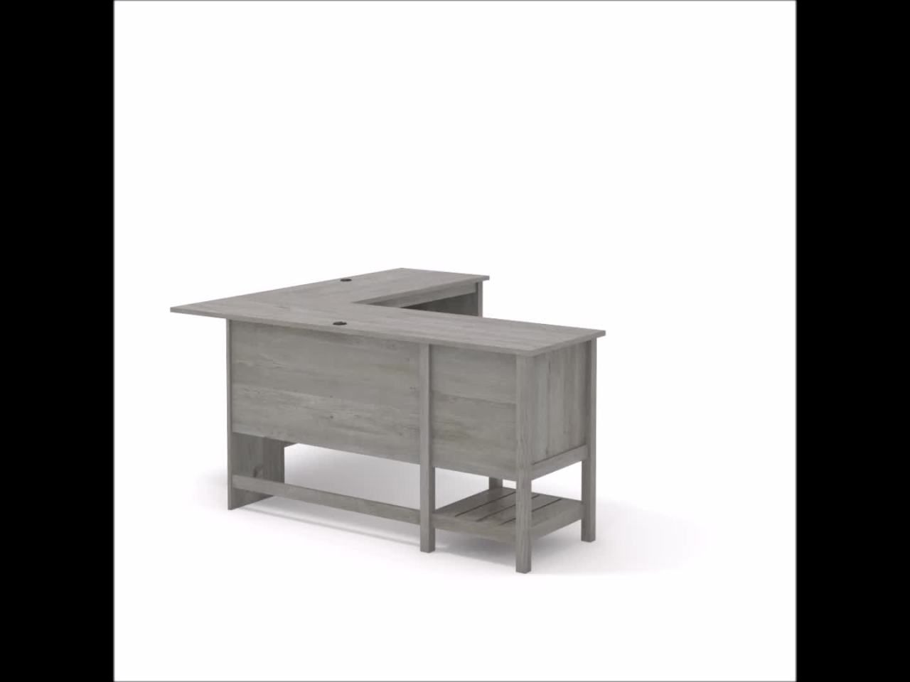 thumbnail video image 2 of Sauder Cottage Road L-Shaped Desk, Mystic Oak Finish, 2 of 14