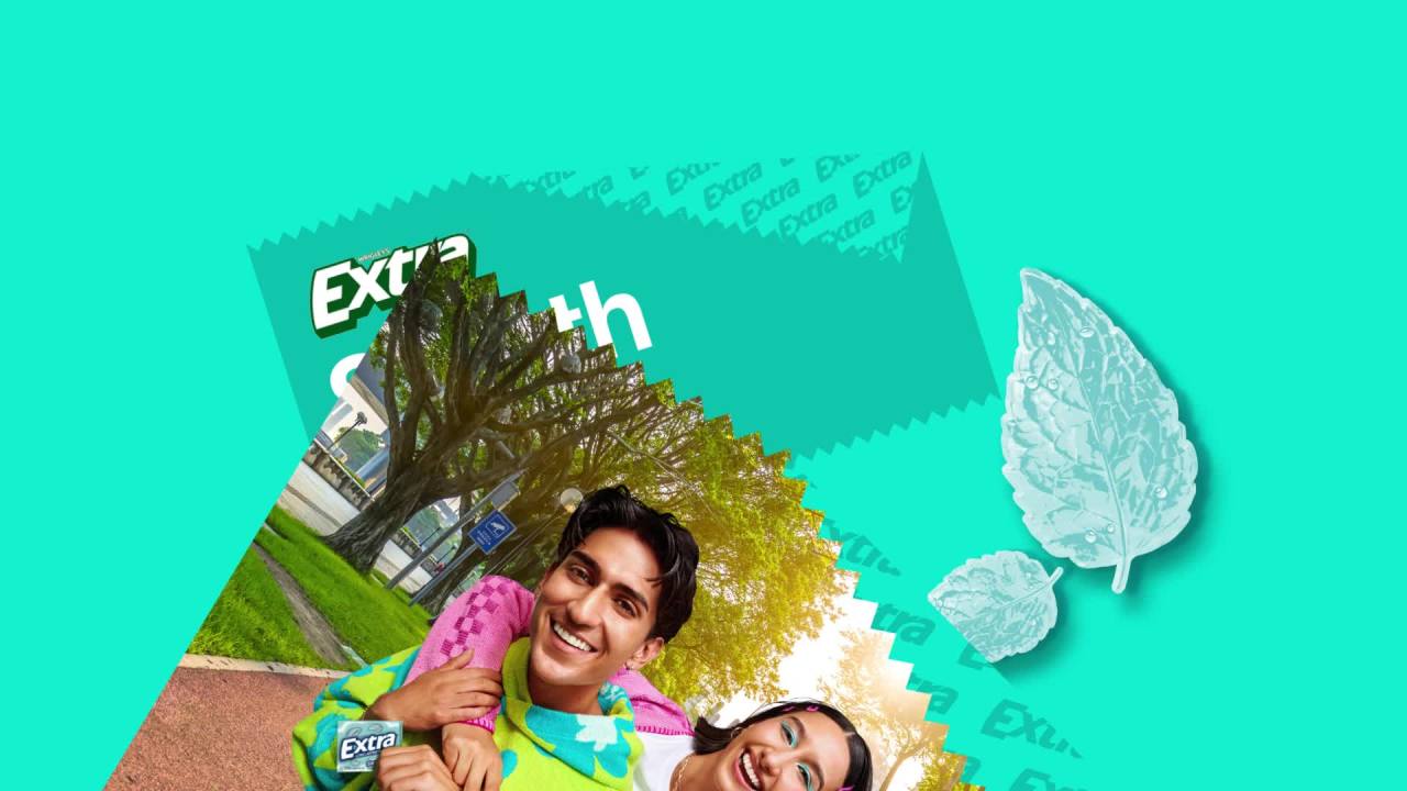 thumbnail video image 2 of Extra Gum Smooth Mint Sugar Free Chewing Gum, Single Pack - 15 Stick, 2 of 13