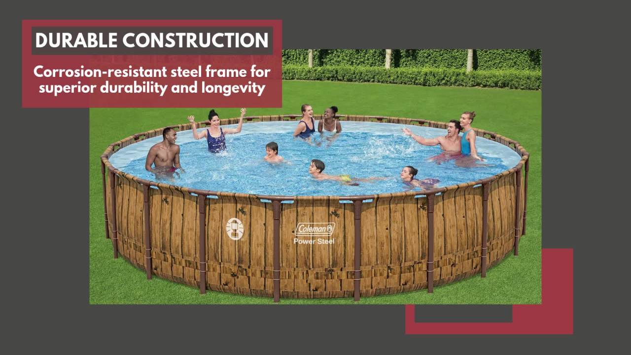 thumbnail video image 2 of Coleman Power Steel 22' x 52" Round Metal Frame Above Ground Pool Set, 2 of 16