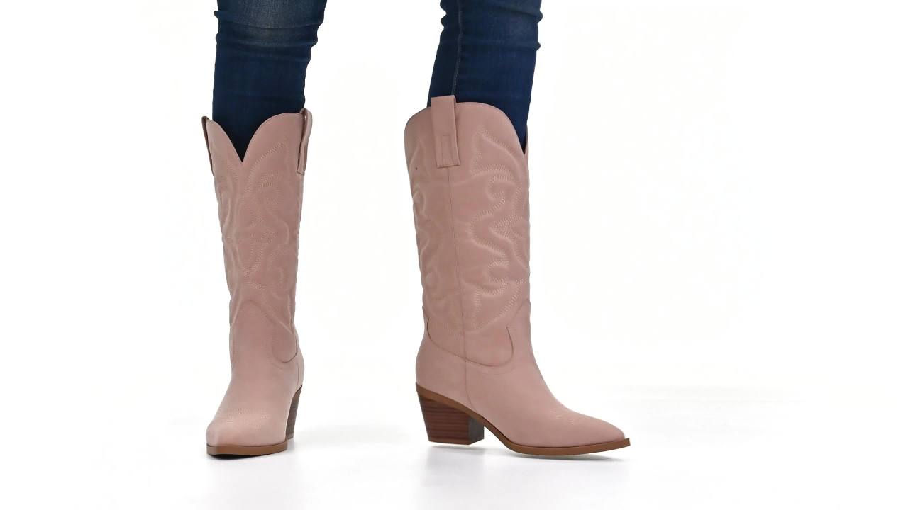 thumbnail video image 2 of Journee Womens Chantry Pointed Toe Pull On Western Boots, 2 of 9