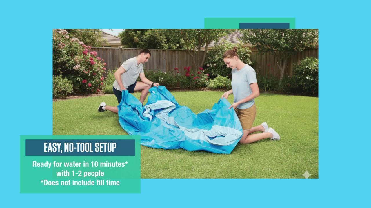 thumbnail video image 2 of Bestway: Fast Set - 6' x 20" Inflatable Round Pool, Above Ground Splash & Wade Pool, Fill & Rise Setup, Tritech Construction, Easy Drain, Family, 2 of 12