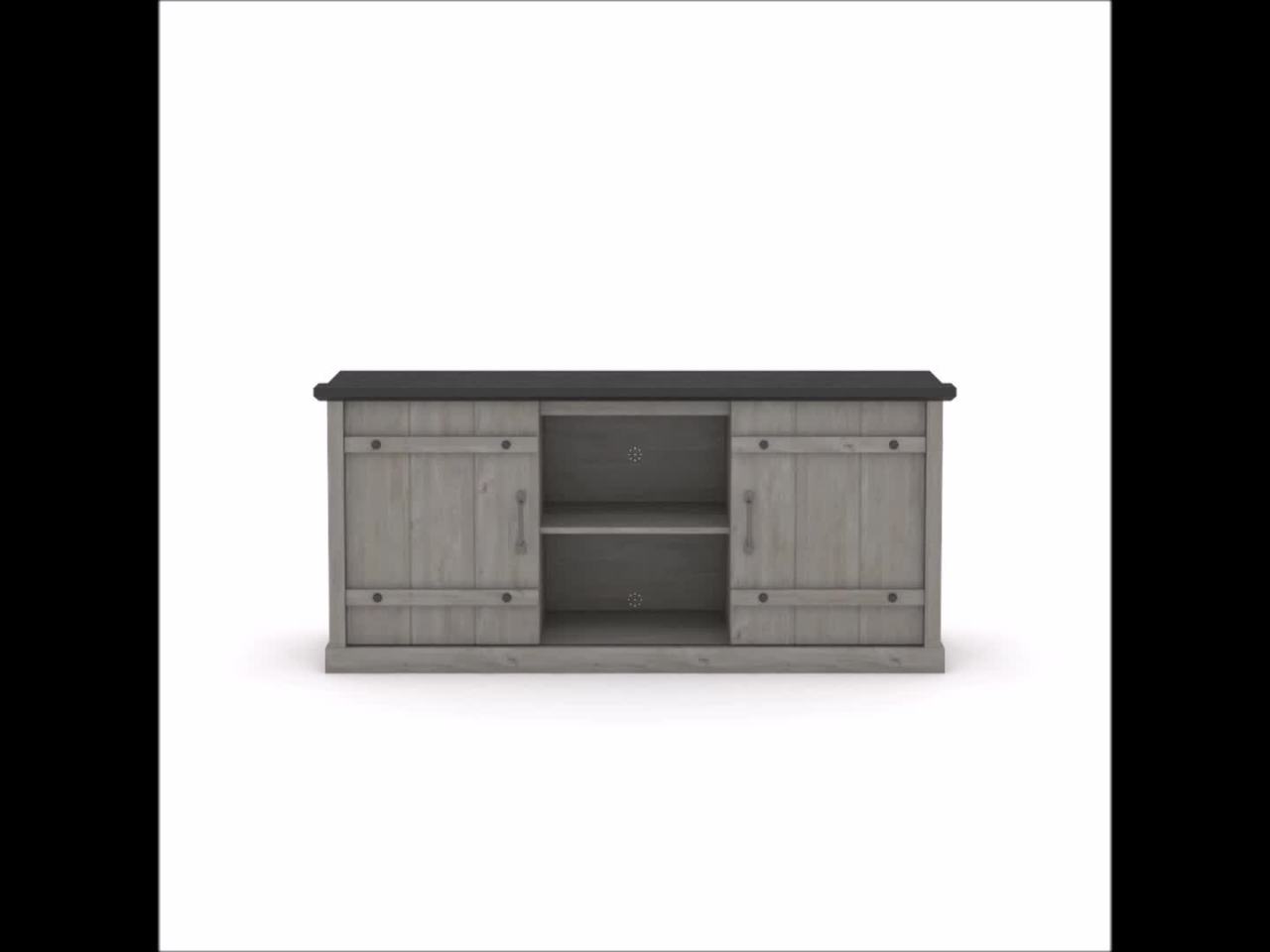 thumbnail video image 2 of Sauder Select TV Stand For TV's Up To 70", Mystic Oak Finish, 2 of 13