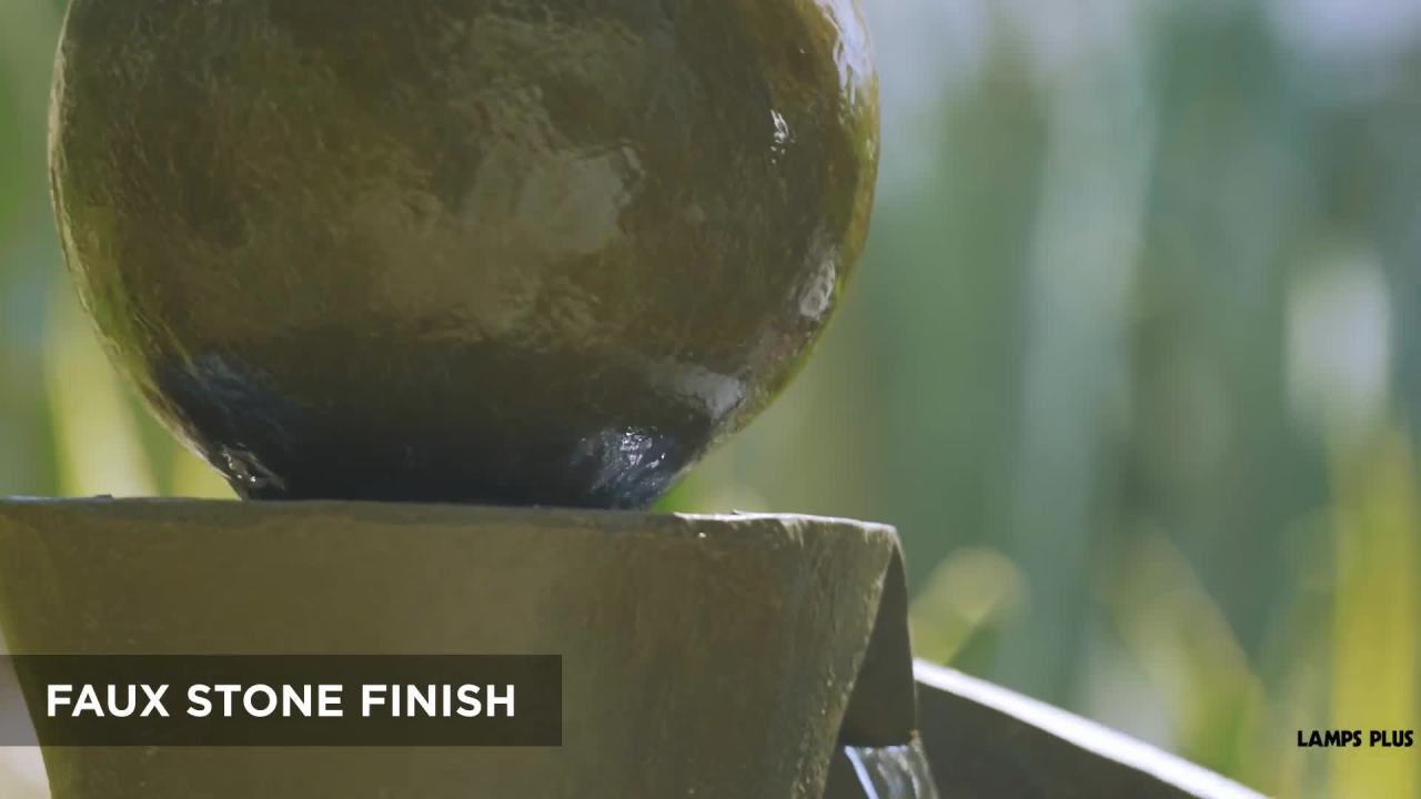 thumbnail video image 2 of Sphere Curve 39 1/2" High Large Modern Zen Indoor Outdoor Decor Faux Stone Floor Fountain with Light LED, 2 of 10