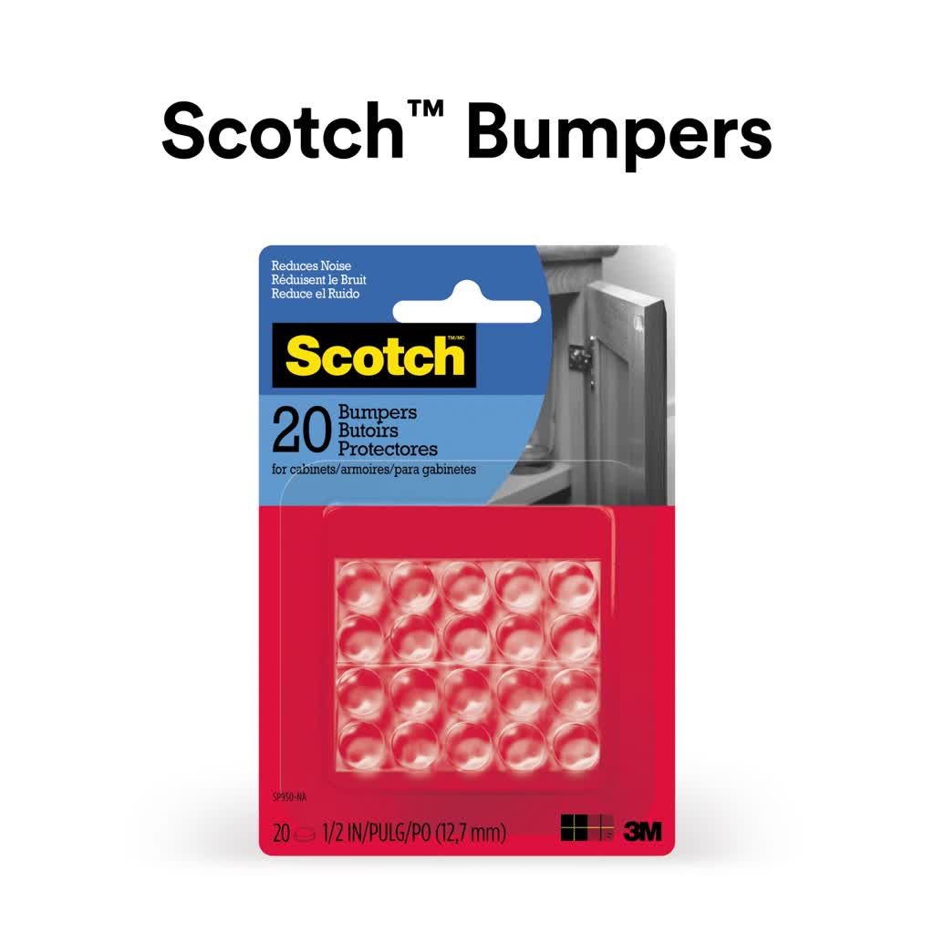 Bumer 38 Scotch Adhesive Bumper Pads, Clear, Rubber Cabinet Door Stoppers, Self ...