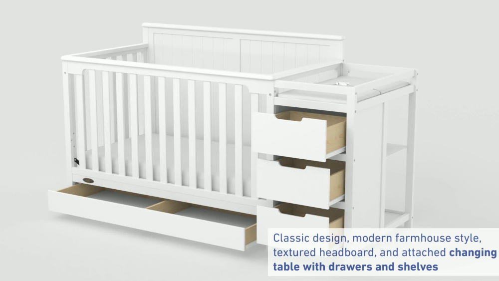 Graco Hadley 5-in-1 Convertible Crib and Changer with Drawer, White - image 3 of 14