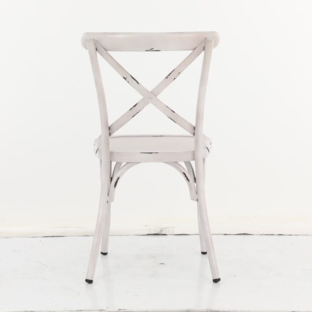 thumbnail video image 2 of DecMode 19"W, 35"H Metal Farmhouse Outdoor Dining Chair, White, 2-Piece, 2 of 10