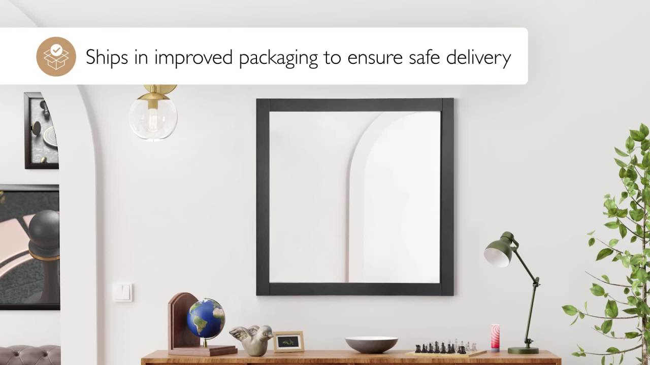 thumbnail video image 2 of Design House Shorewood 30" x 30" White Rectangular Wall Accent Mirror, 2 of 17