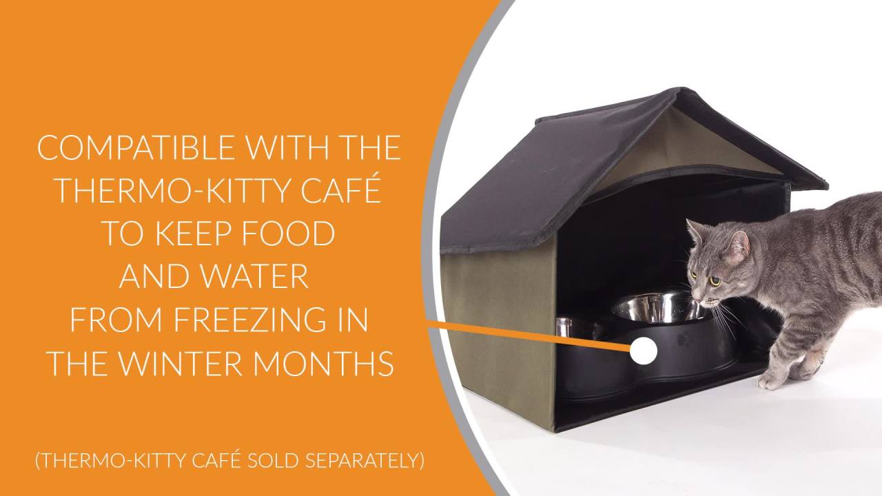 thumbnail video image 2 of K&H Pet Products Outdoor Kitty Dining Room Barn Red 14 X 20 X 16.5 Inches, 2 of 9