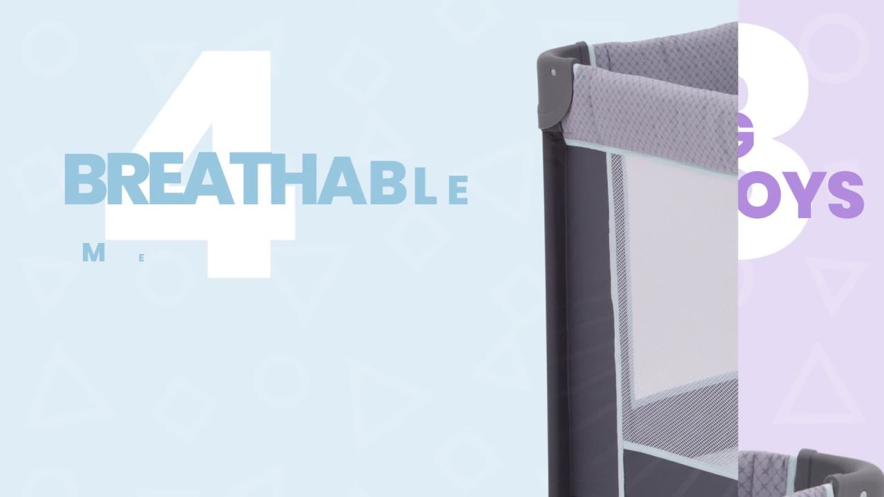 thumbnail video image 2 of Delta Children LX Deluxe Portable Baby Play Yard With Removable Bassinet and Changing Table, Eclipse, 2 of 11