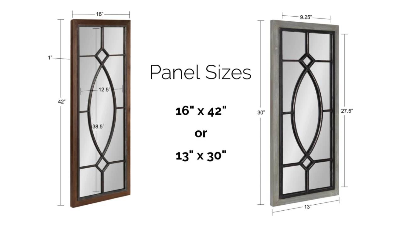 thumbnail video image 2 of Kate and Laurel Bakersfield Farmhouse Wall Mirror, 13 x 30, Walnut Brown, Traditional Windowpane Mirrors for Wall, 2 of 6