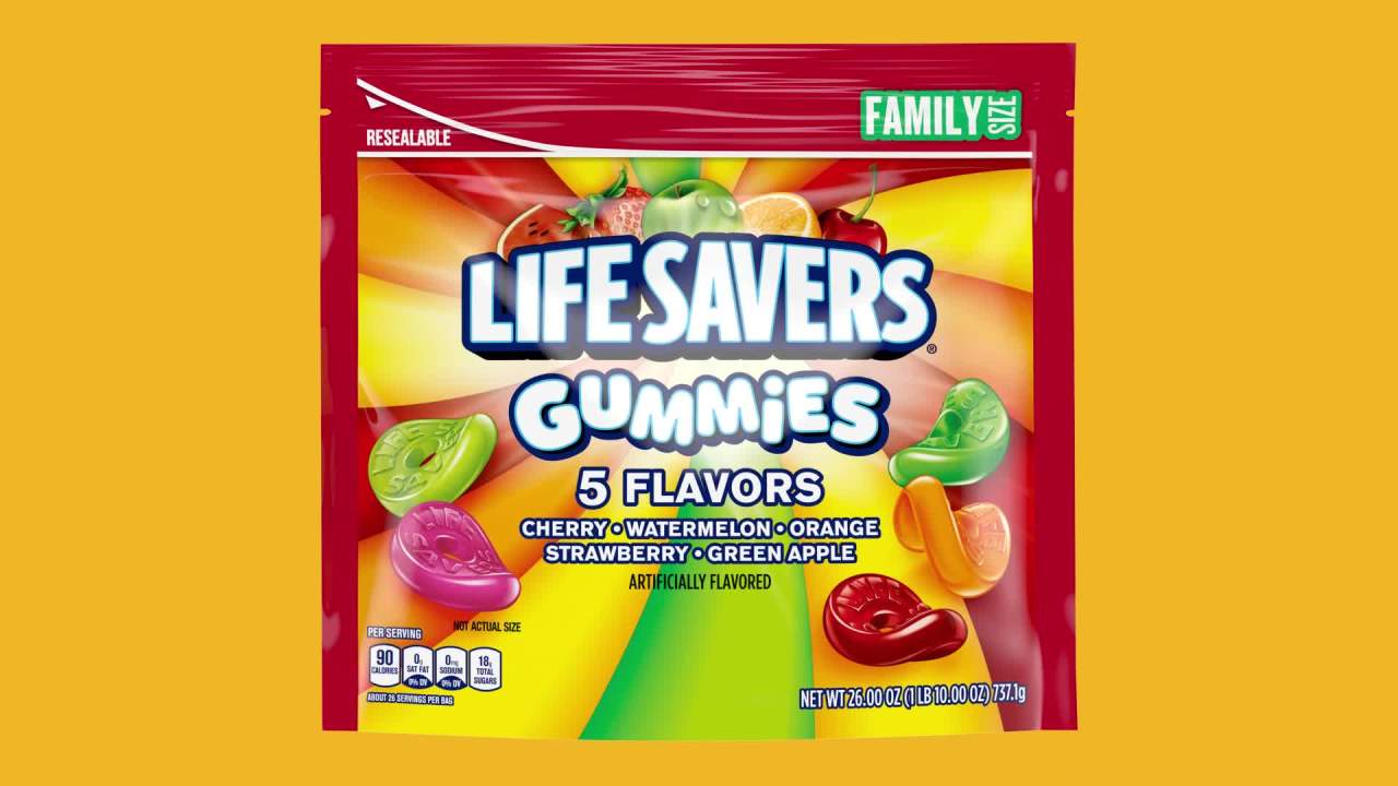 thumbnail video image 2 of Life Savers Gummies 5 Flavors Gummy Candy, Family Size - 26 oz Bag, 2 of 14