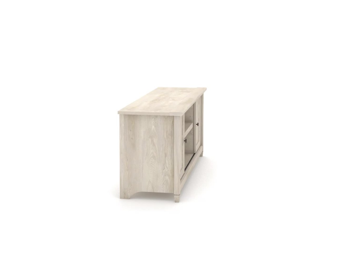 thumbnail video image 2 of Sauder Edge Water 65" Wooden TV Stand with Storage in Chalked Chestnut, 2 of 12