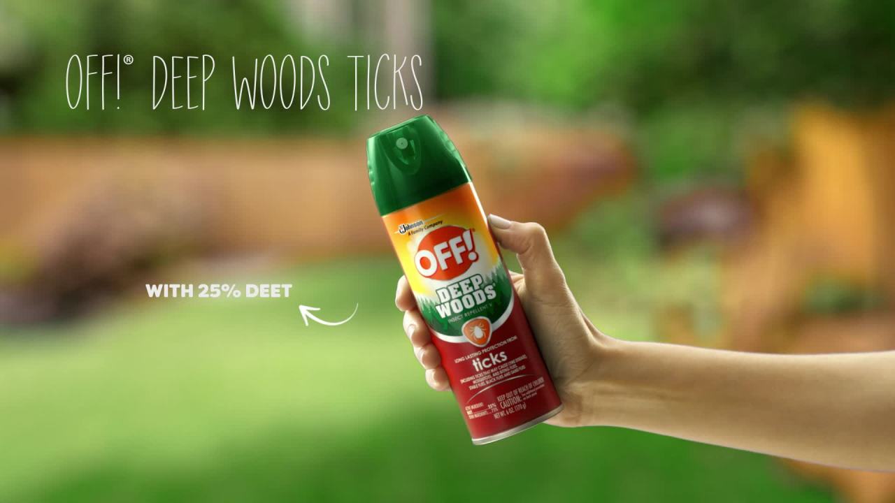 thumbnail video image 2 of OFF! Deep Woods Tick Repellent V, Long Lasting Outdoor&nbsp;Mosquito Bug Spray, 8 oz, 2 of 7