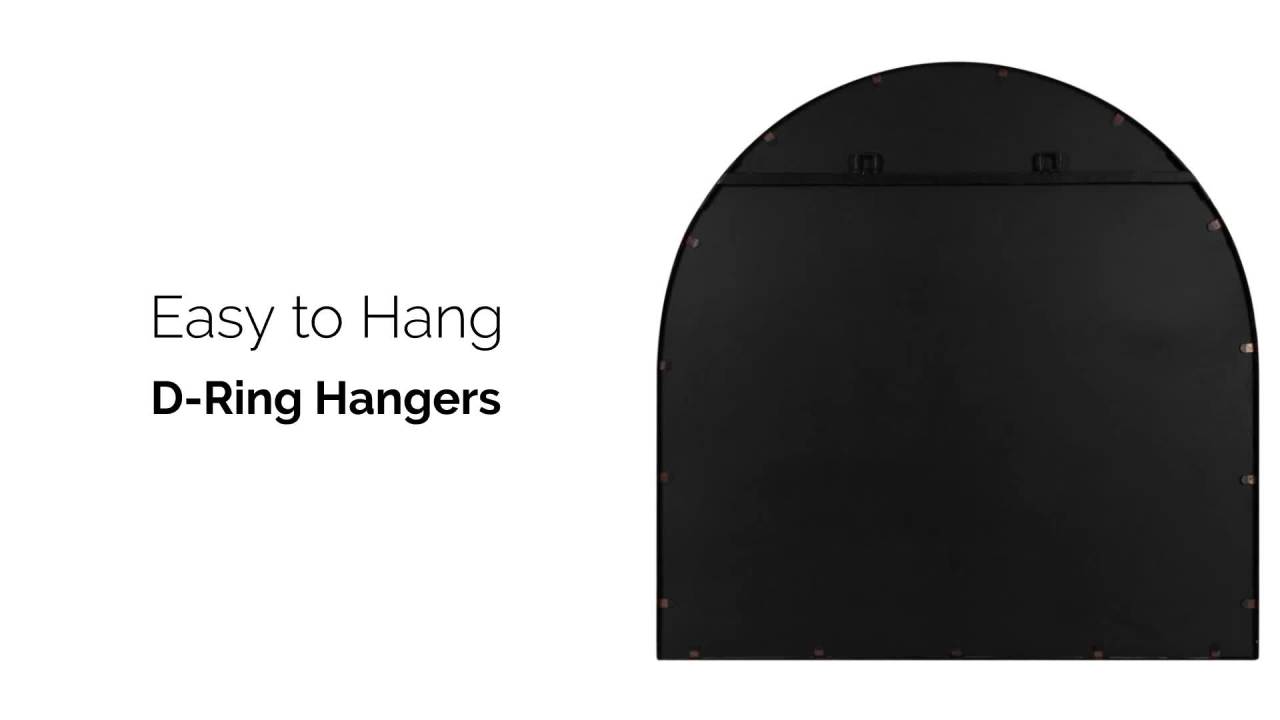 thumbnail video image 2 of Kate and Laurel Solei Modern Metal Windowpane Arch Mirror, Black, 30 x 30, Minimal Iron Traditional Window Wall Mirror with Simple Overlay and Sleek Frame, 2 of 8