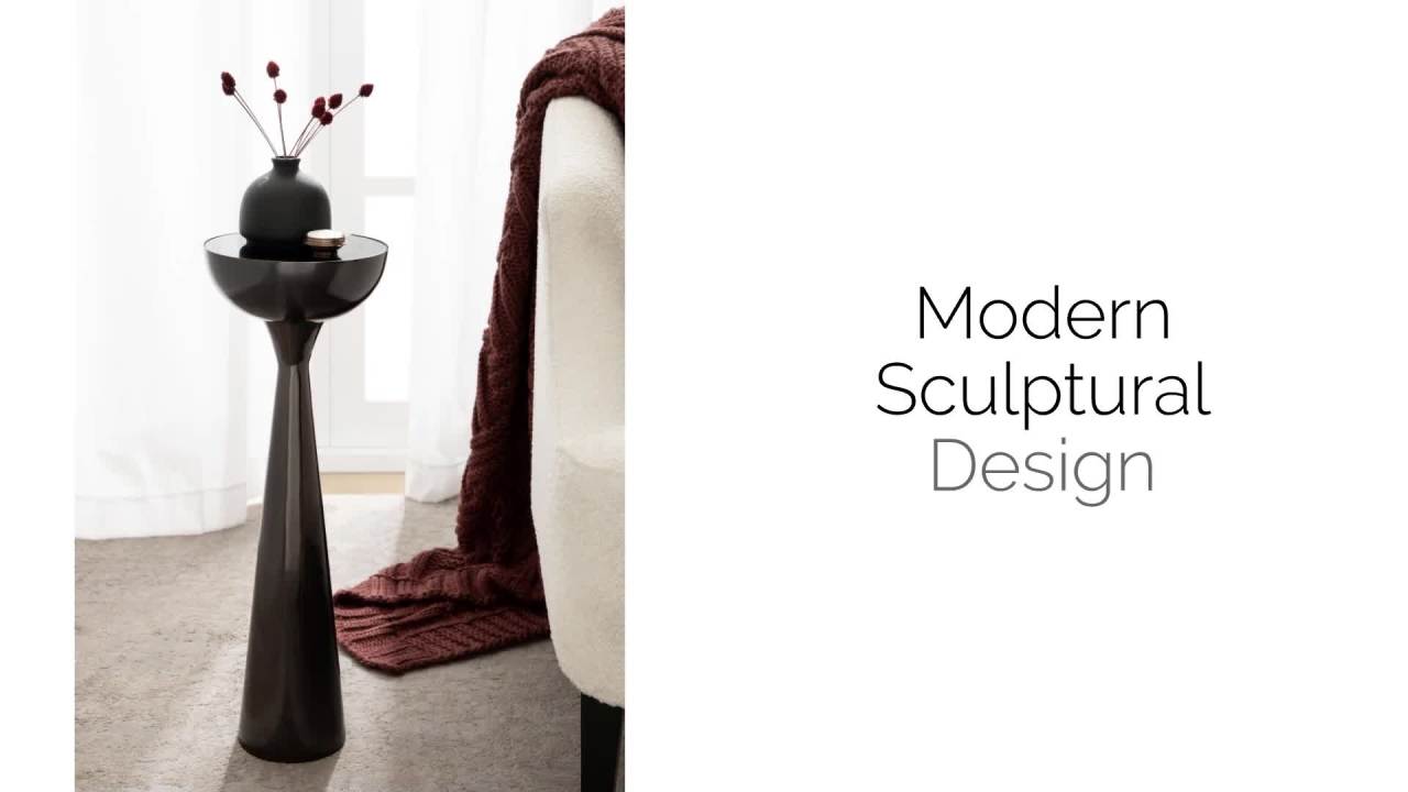 thumbnail video image 2 of Kate and Laurel Chandon Mid-Century Sophisticated Drink Table, 8 x 8 x 23, Antique Nickel, Glam Sculptural Plant Pedestal Table for Use as Antique Mini Table or Bathtub Accent Table, 2 of 9